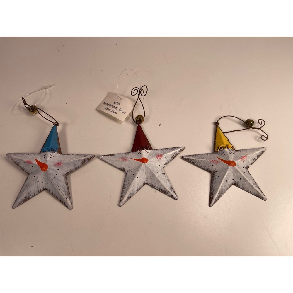 3 Barn Stars Rustic   STAR Western Christmas ORNAMENT STAR CUTOUTS Snowman